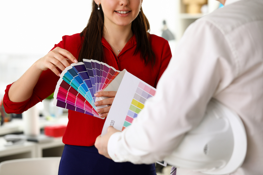 Girl shows builder palette trendy colors 2020